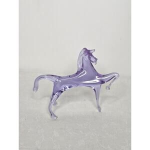 Vintage Murano Neodymium Alexandrite Lilac 4” Art Glass Horse Mid-Century